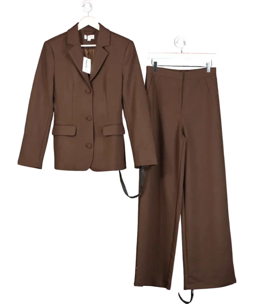 Six Stories Brown Cinched Waist Blazer And Tailored Trousers In Chocolate UK 8