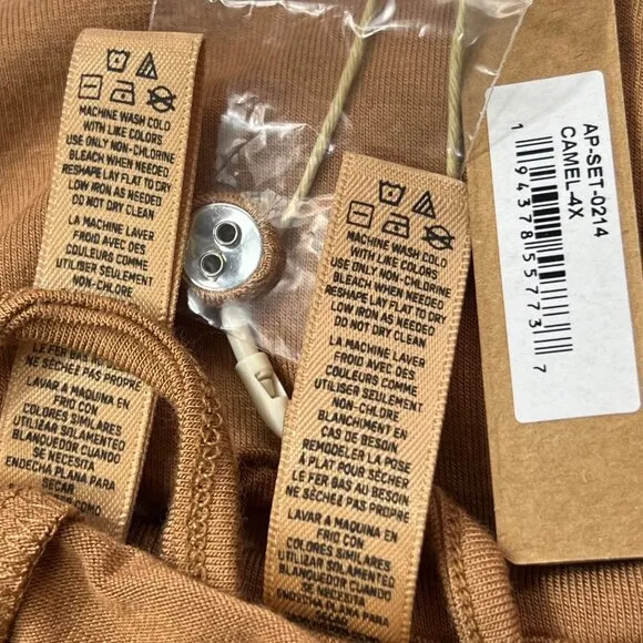 SKIMS Sleep Set Long Sleeve Pajama Top   Pants Camel 4X