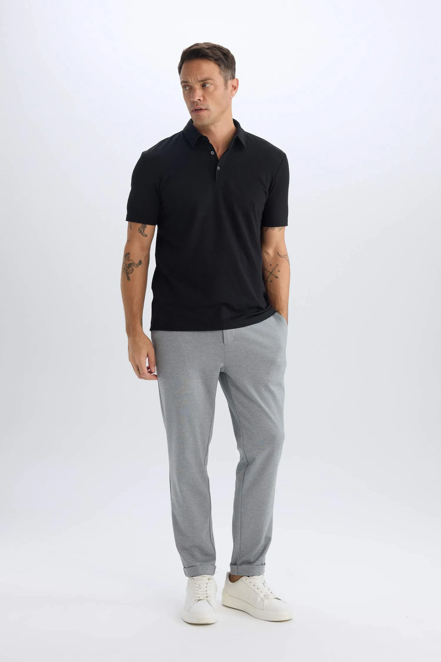 Slim Fit Fit Fit Cotton Short Sleeve Polo T-shirt