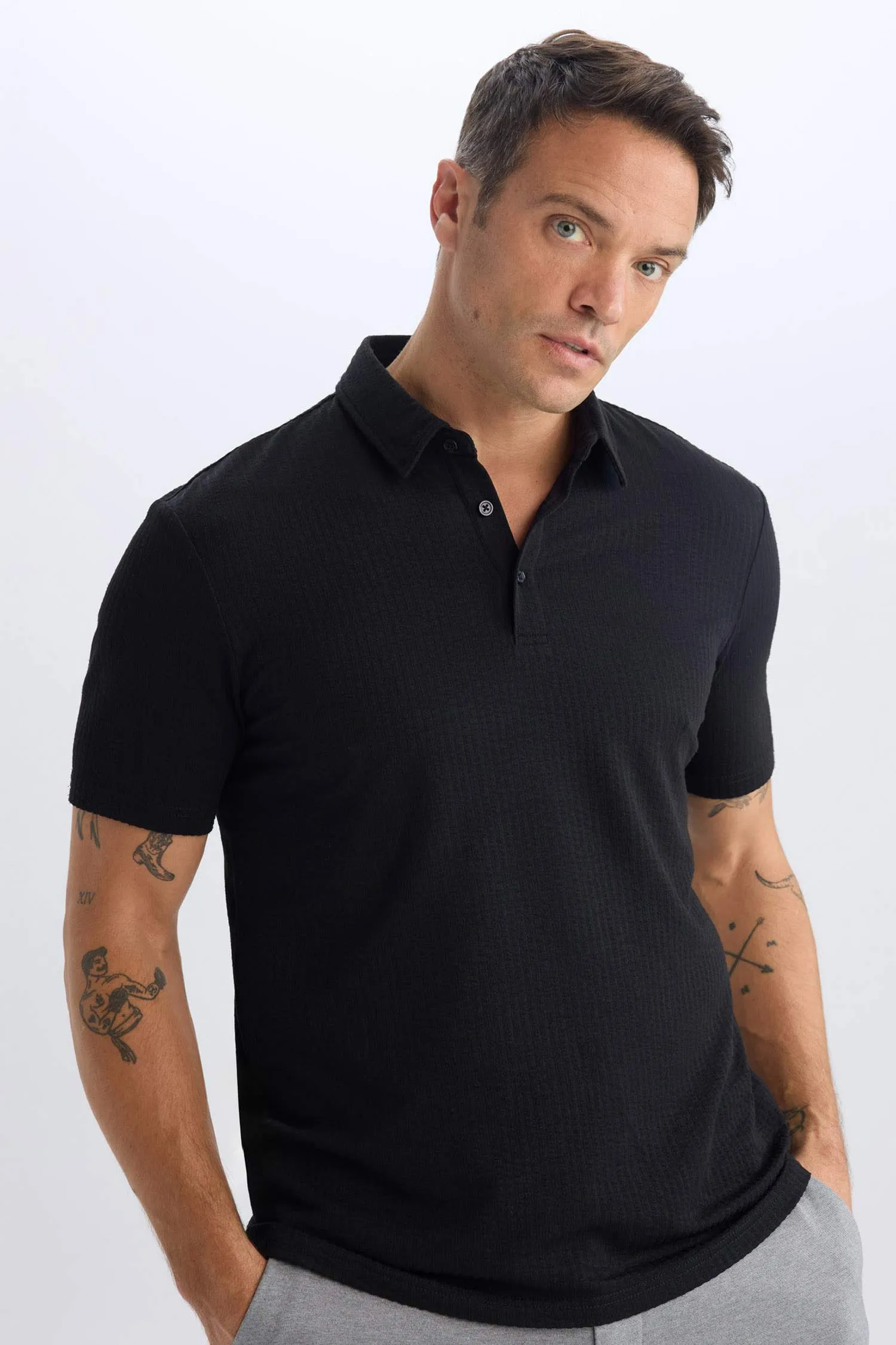 Slim Fit Fit Fit Cotton Short Sleeve Polo T-shirt