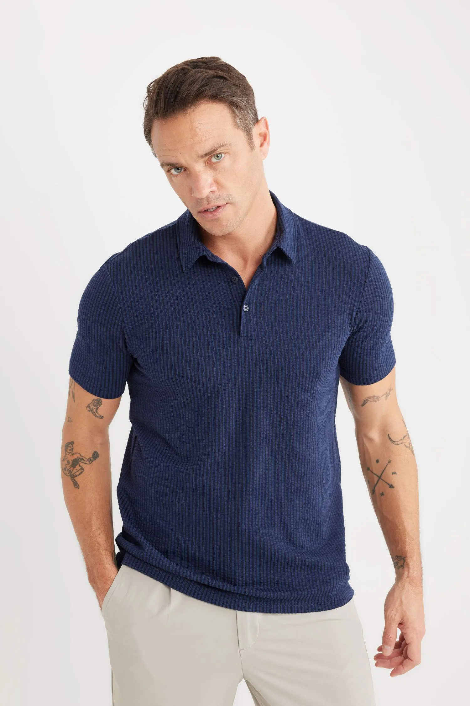 Slim Fit Fit Fit Cotton Short Sleeve Polo T-shirt