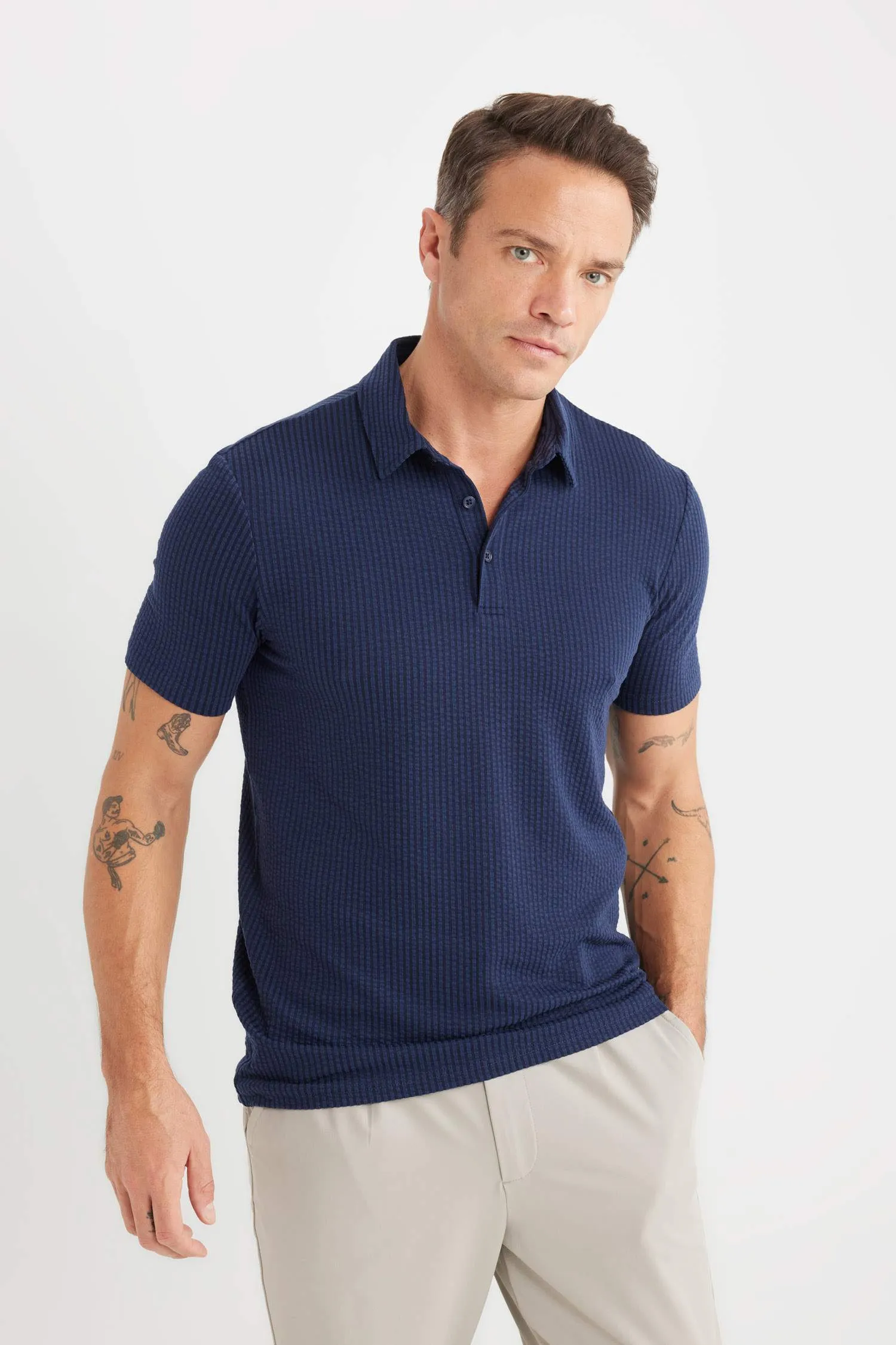Slim Fit Fit Fit Cotton Short Sleeve Polo T-shirt