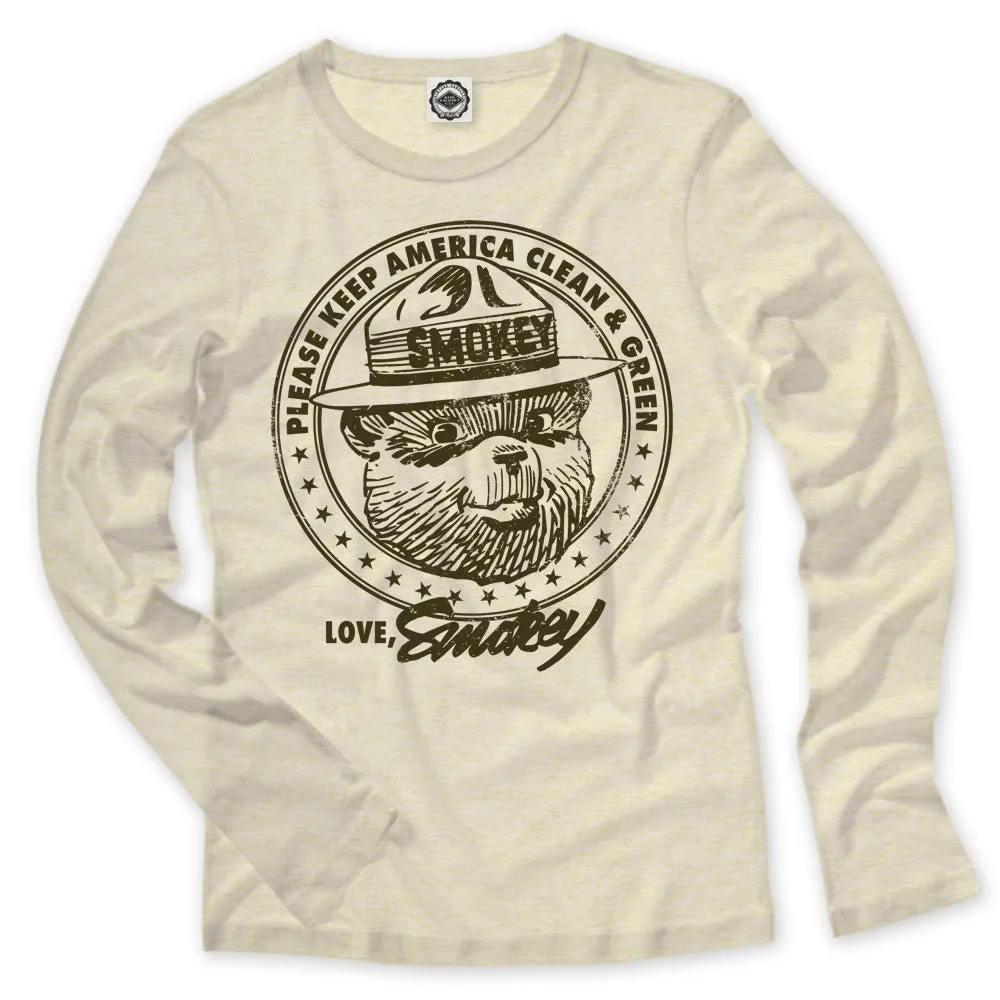 Smokey Bear "Keep America Clean & Green" Kid's Long Sleeve Tee