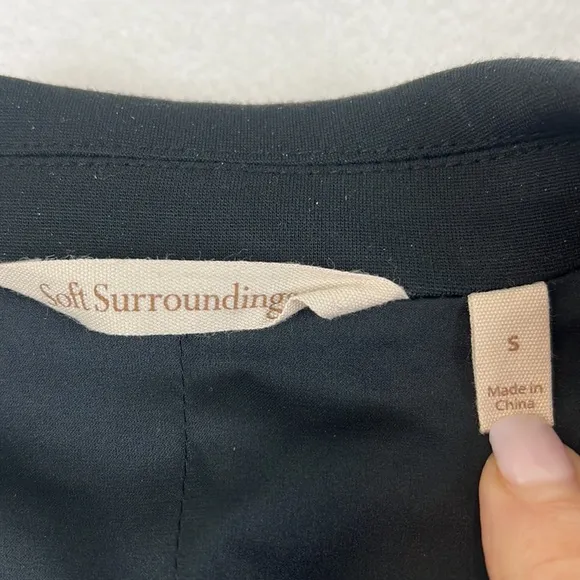 Soft Surroundings | Black Ponte Knit Blazer | Single Button | Size S