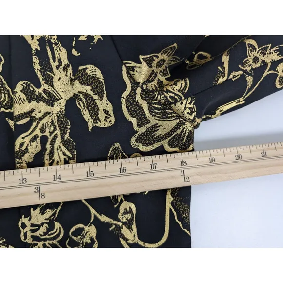 Soft Surroundings Womens Black Gold Floral Jacket Blazer Frogging Medium Large