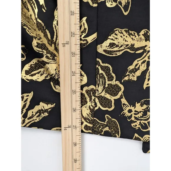 Soft Surroundings Womens Black Gold Floral Jacket Blazer Frogging Medium Large