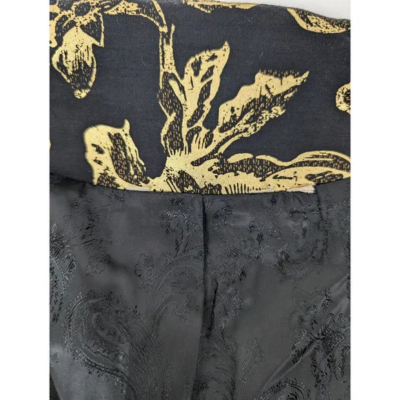 Soft Surroundings Womens Black Gold Floral Jacket Blazer Frogging Medium Large