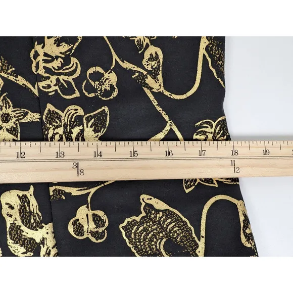 Soft Surroundings Womens Black Gold Floral Jacket Blazer Frogging Medium Large