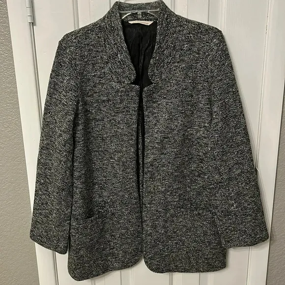 Soft Surroundings Women’s (XS) St James Marled Jacket Black White Blazer