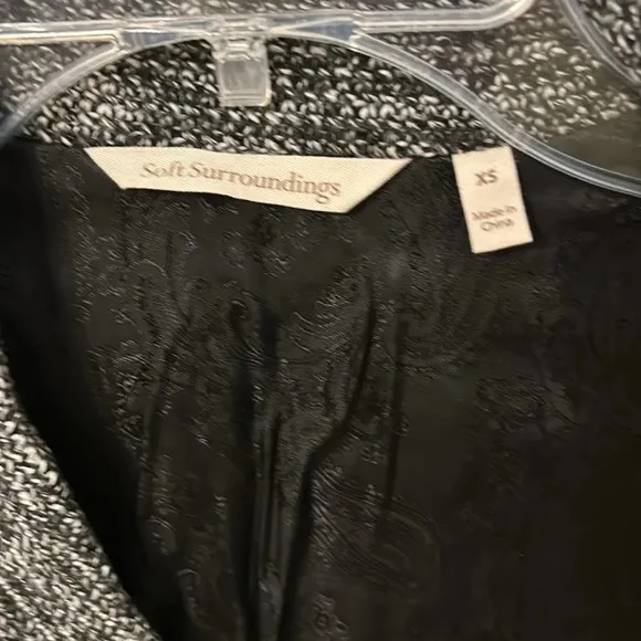 Soft Surroundings Women’s (XS) St James Marled Jacket Black White Blazer