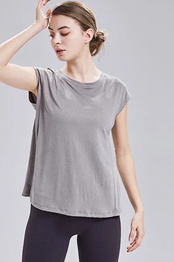 Solid color loose sports T-shirt
