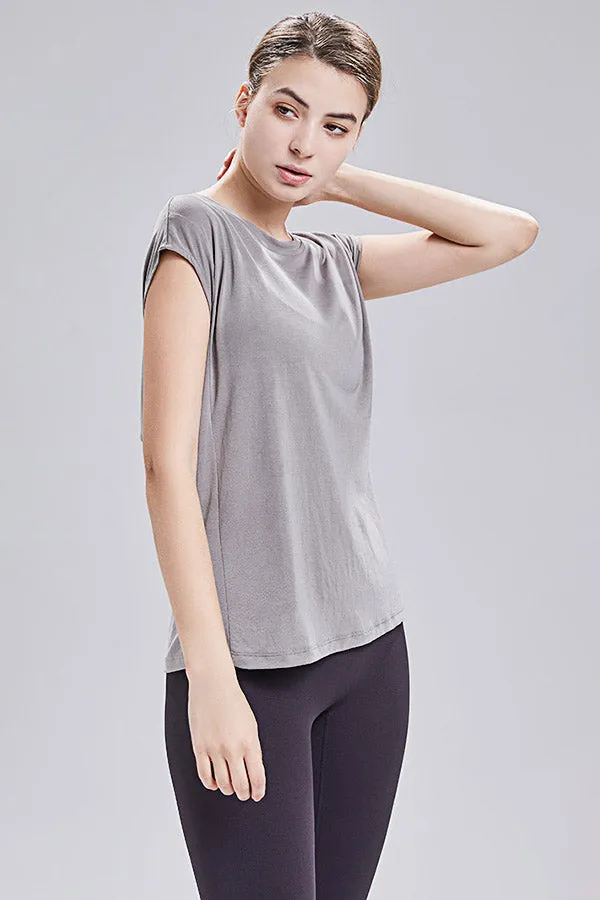 Solid color loose sports T-shirt