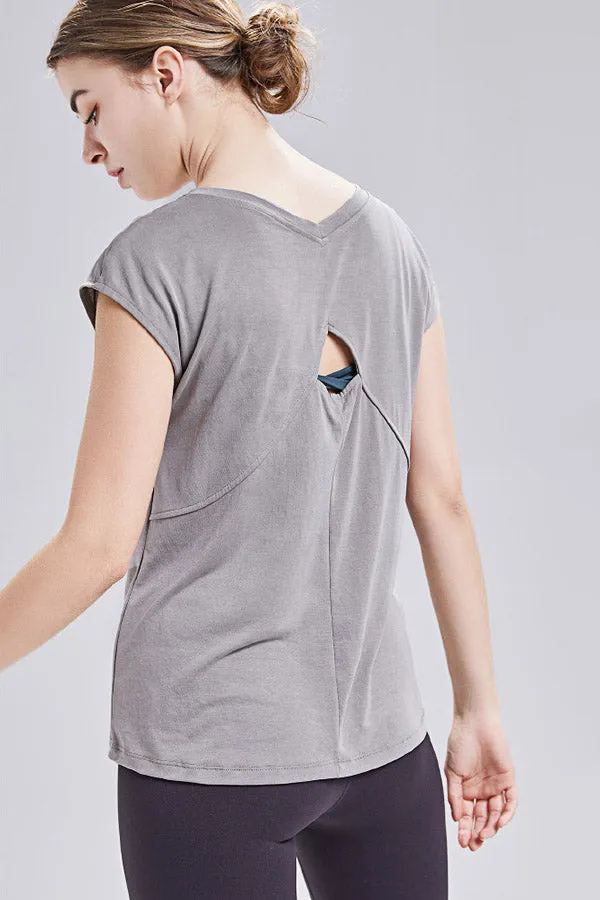 Solid color loose sports T-shirt