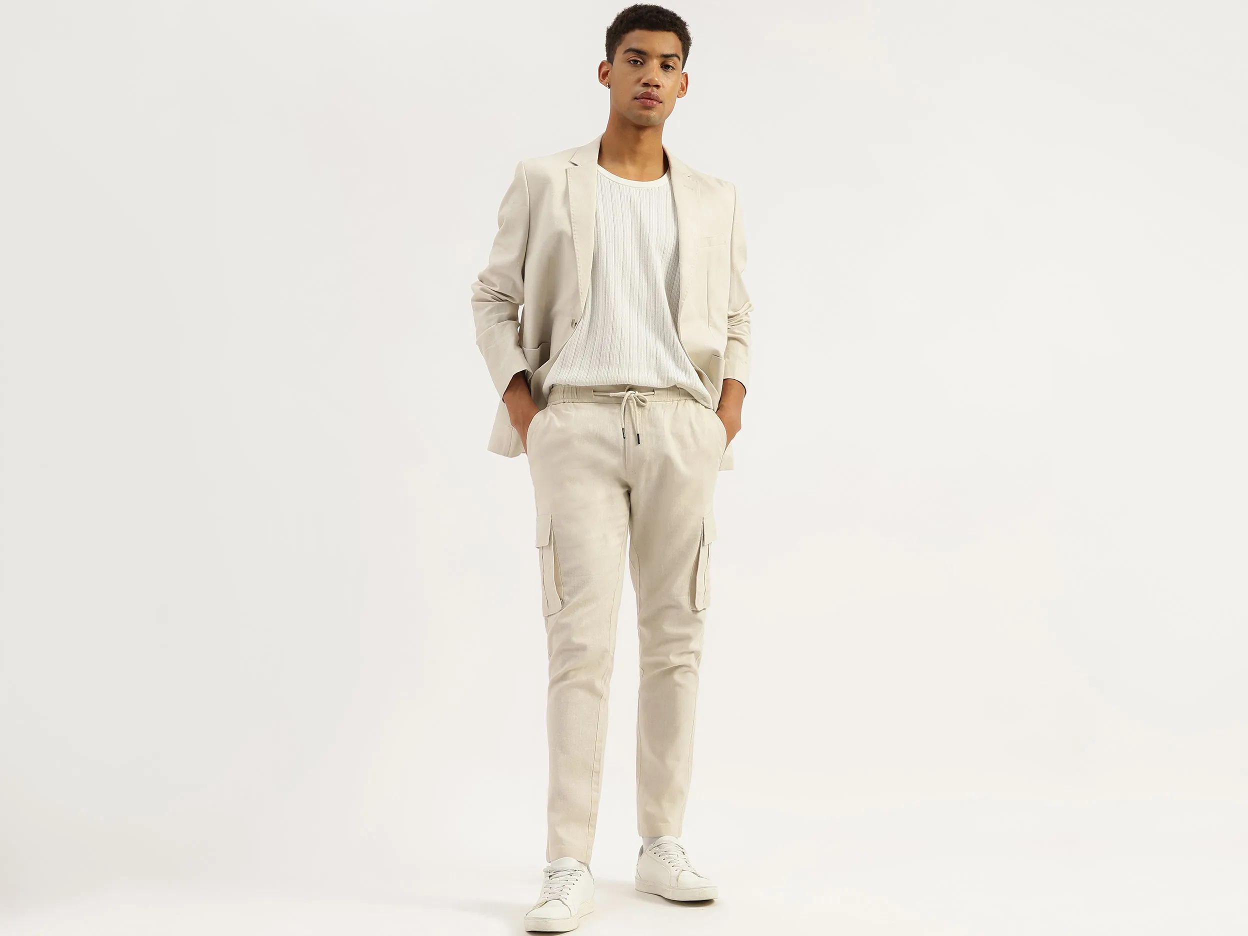 Solid Relaxed Fit Coordinate Cargo Pants