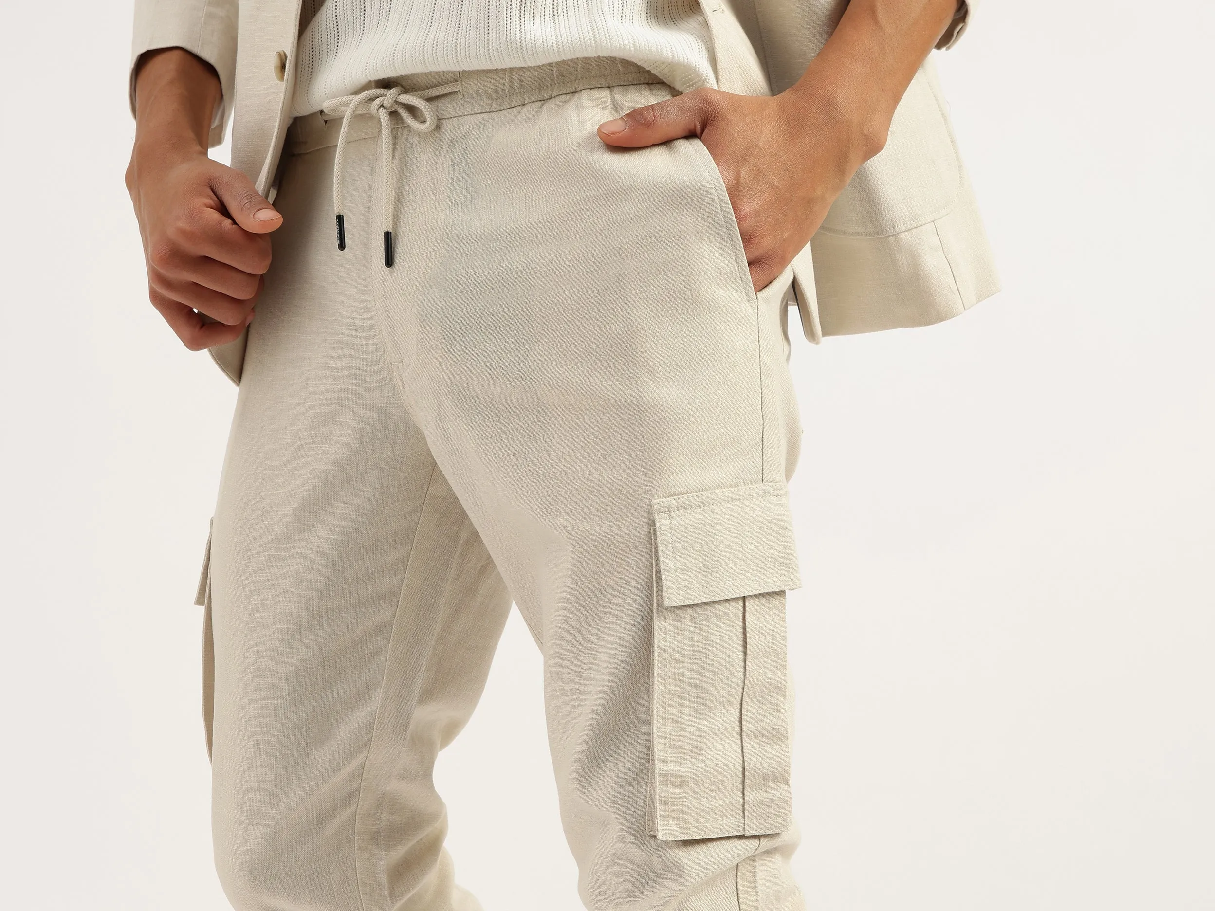 Solid Relaxed Fit Coordinate Cargo Pants