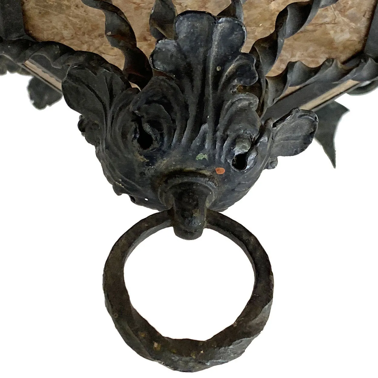 Spanish Colonial Style Lafayette Hughes Mansion Wrought Iron and Mica Ceiling Light