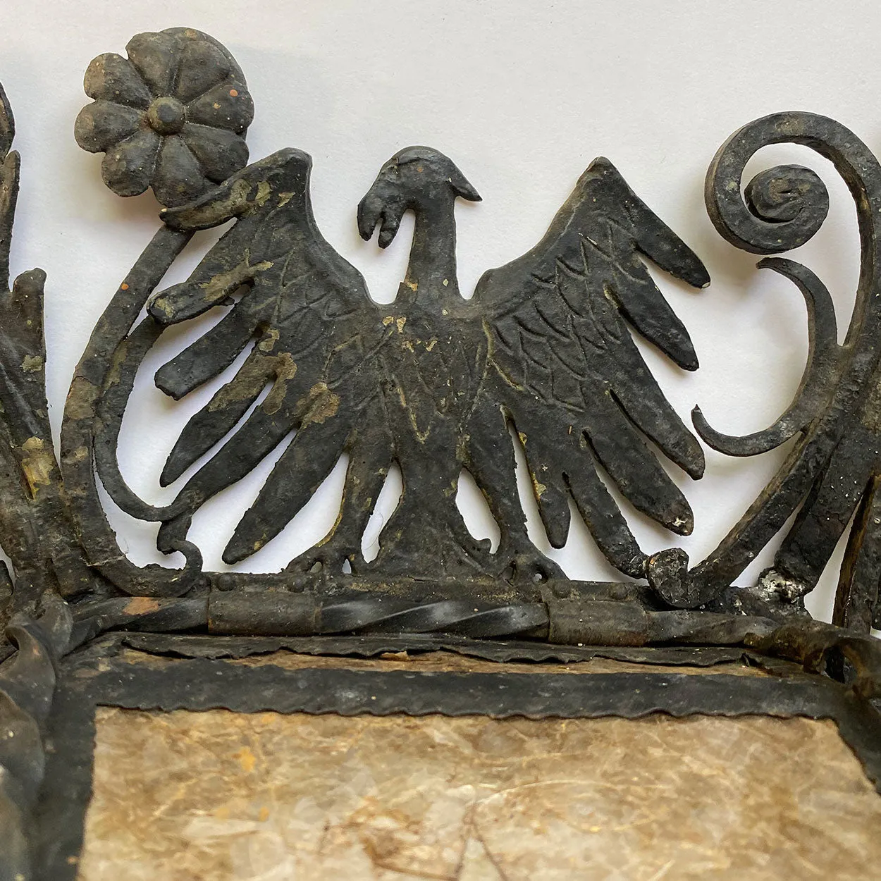 Spanish Colonial Style Lafayette Hughes Mansion Wrought Iron and Mica Ceiling Light