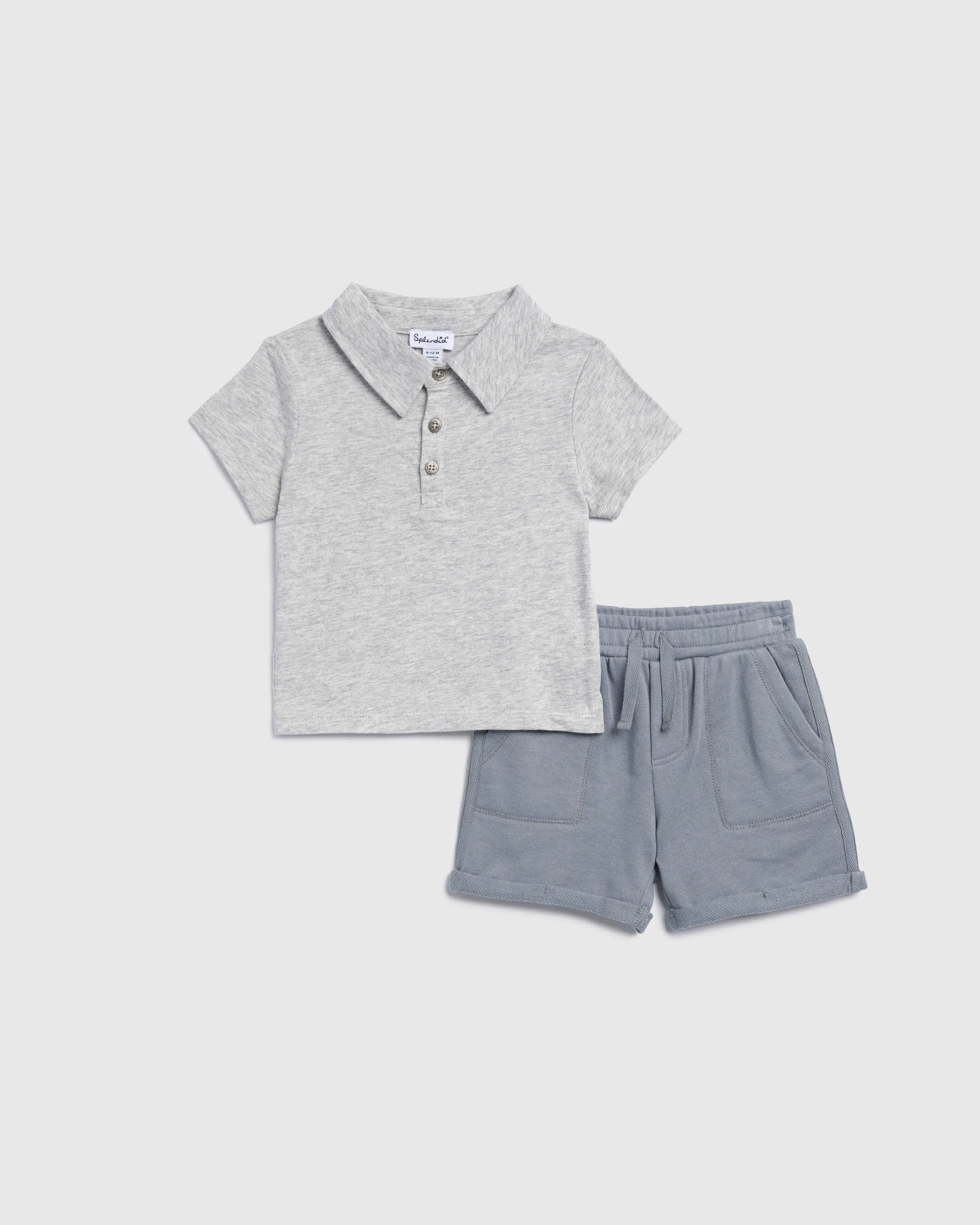 Splendid Infant Boy Polo Set Light Heather Grey