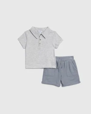 Splendid Infant Boy Polo Set Light Heather Grey