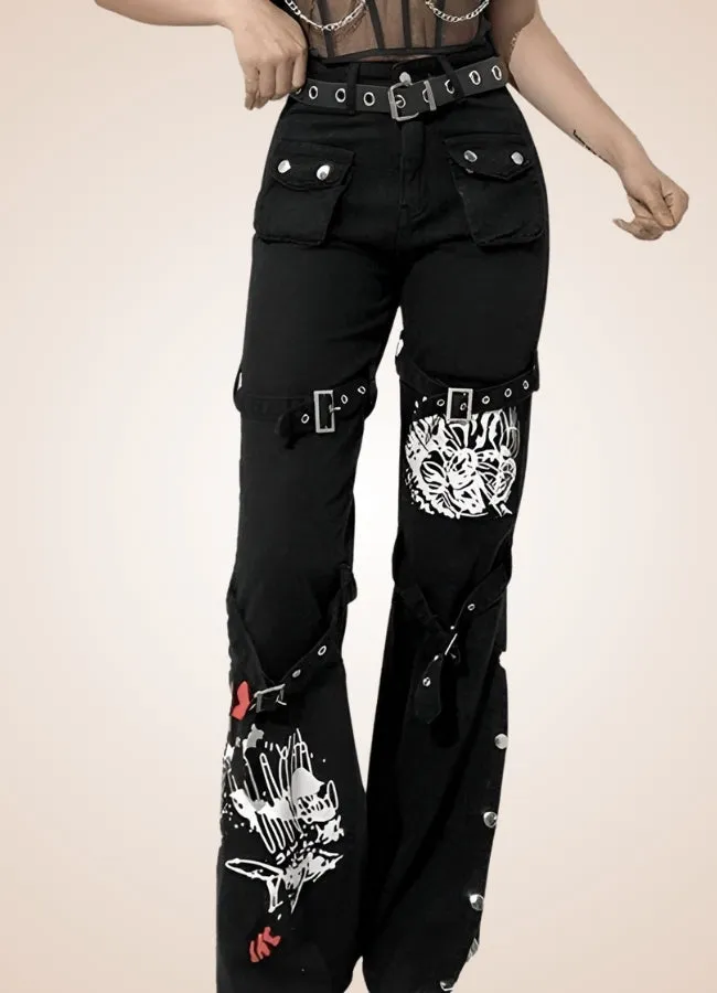 Steampunk Buckle Baggy Pants