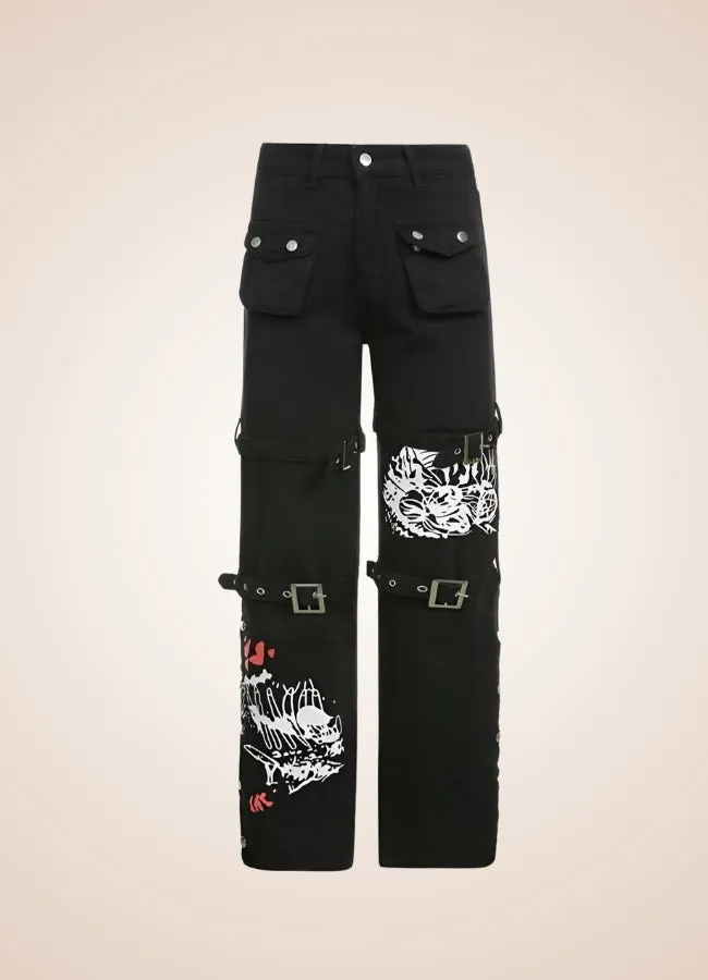 Steampunk Buckle Baggy Pants