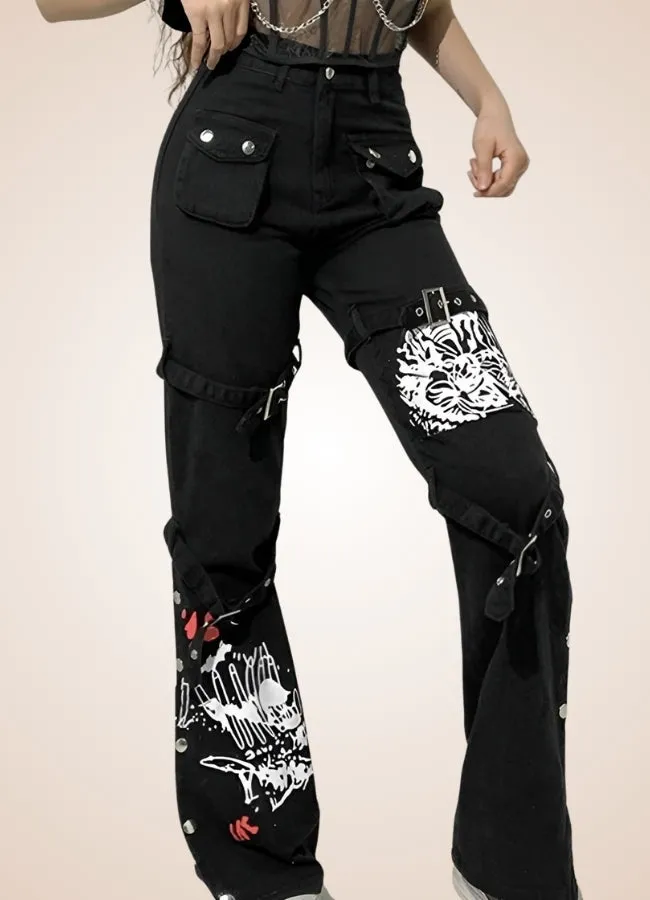 Steampunk Buckle Baggy Pants