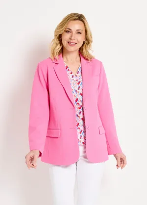 Straight cut plain knit blazer jacket