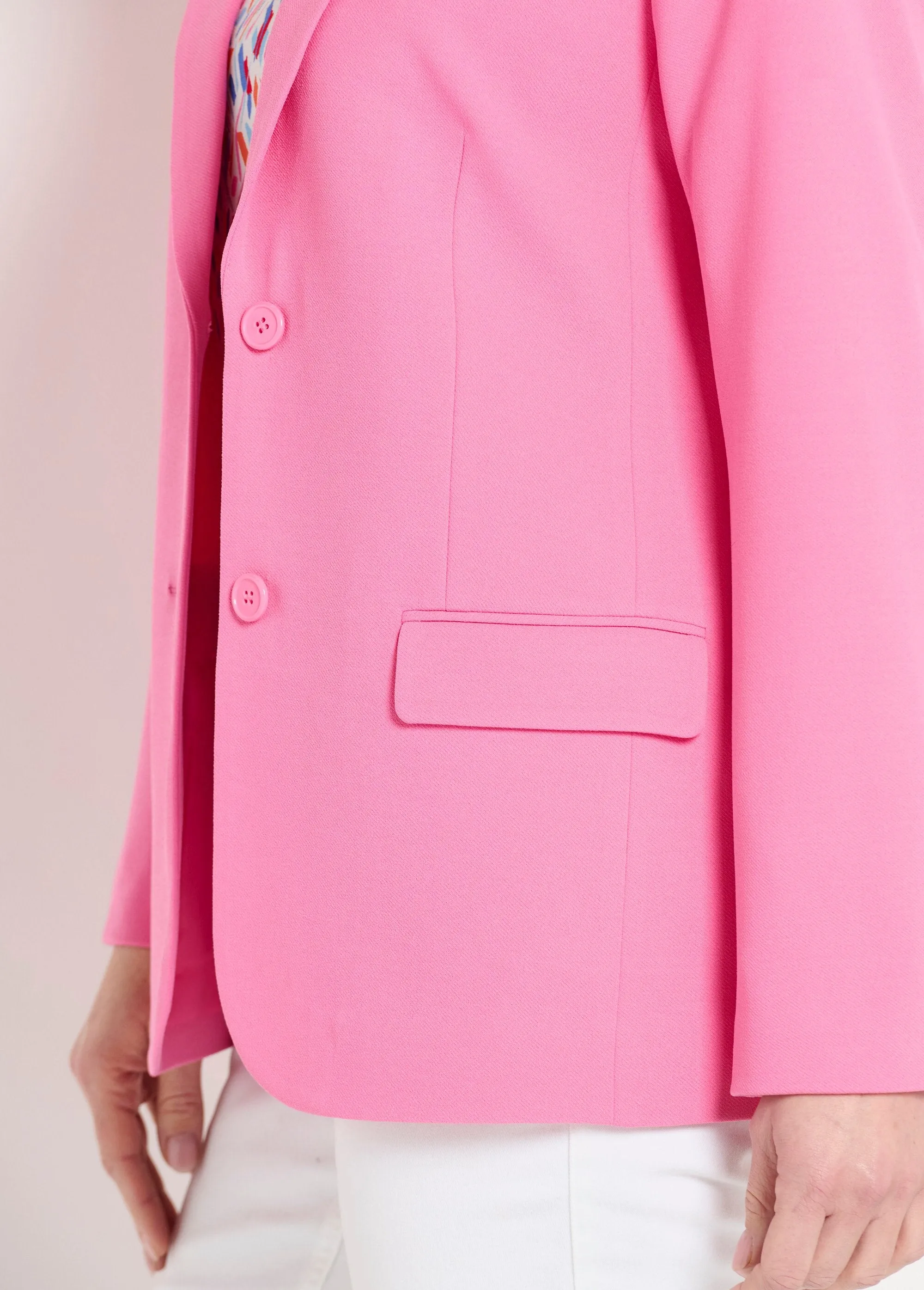 Straight cut plain knit blazer jacket