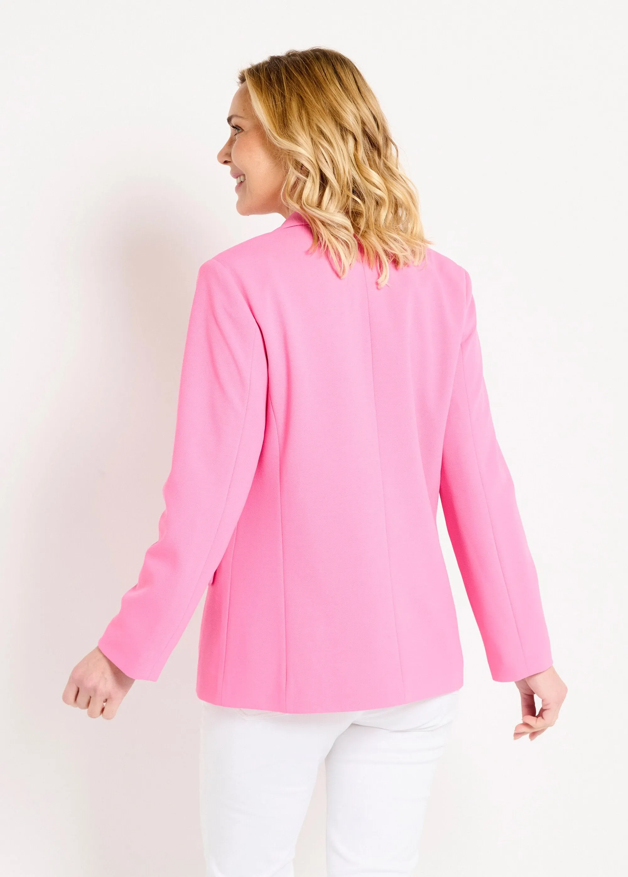 Straight cut plain knit blazer jacket