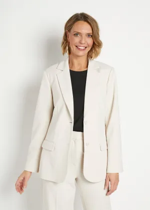 Straight cut plain knit blazer jacket