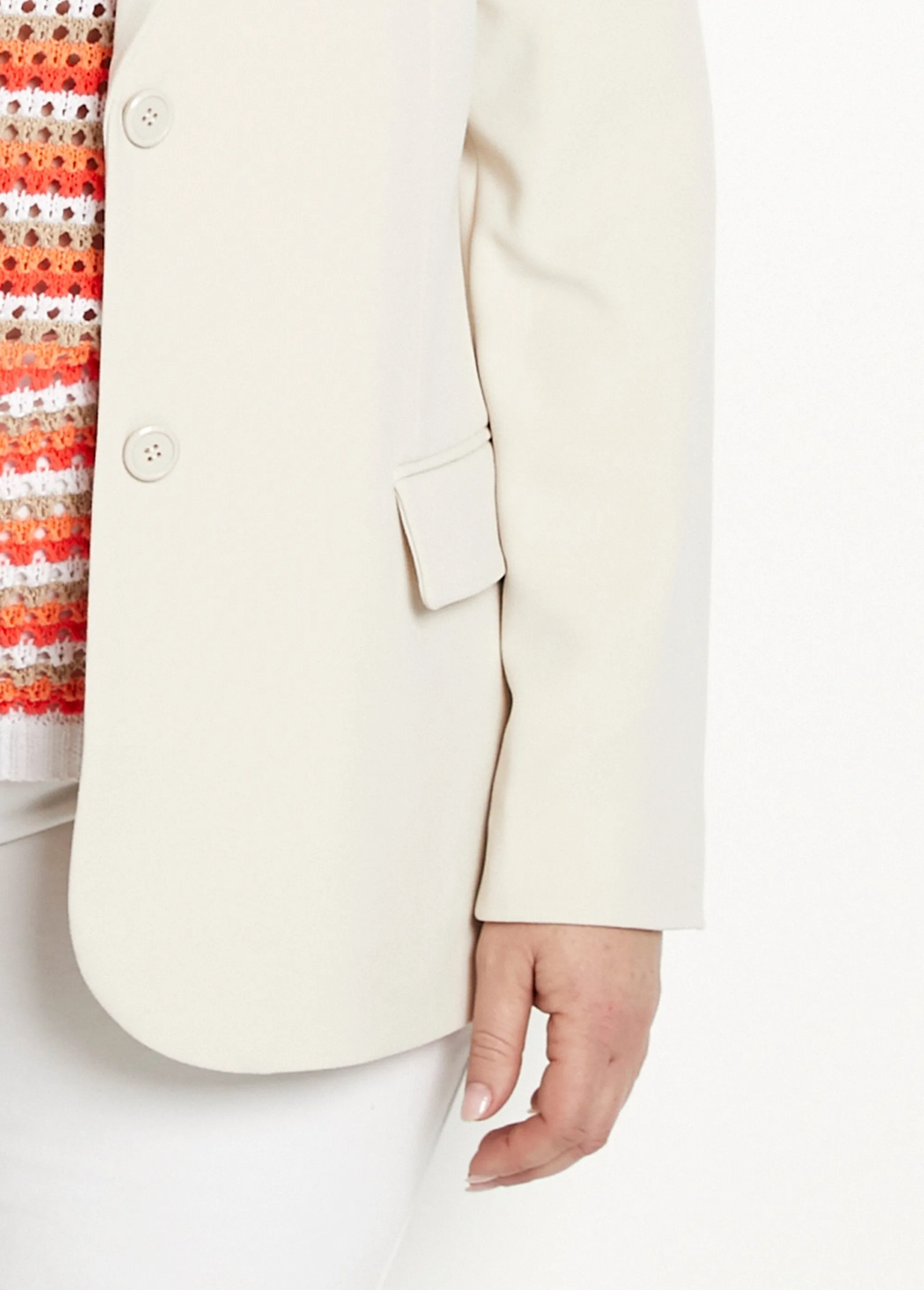 Straight cut plain knit blazer jacket