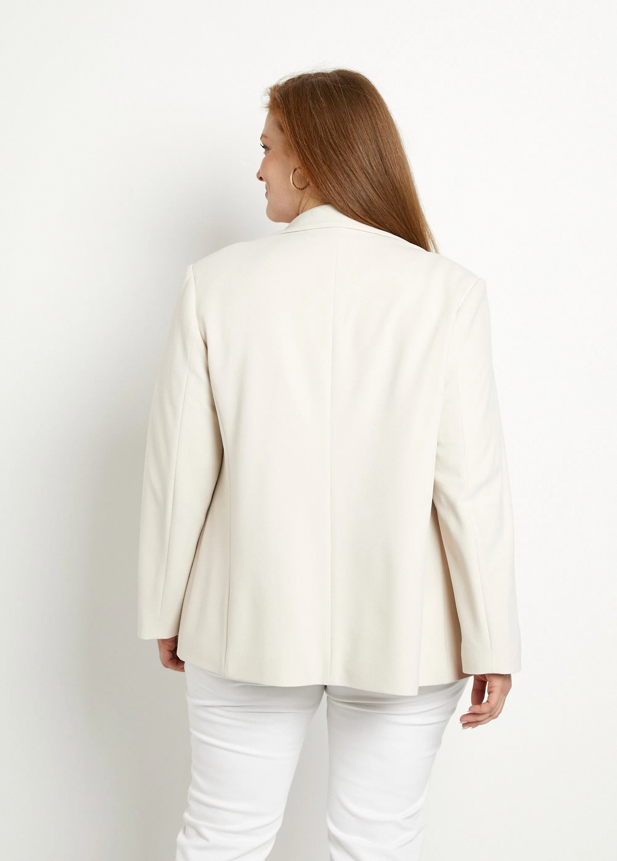 Straight cut plain knit blazer jacket