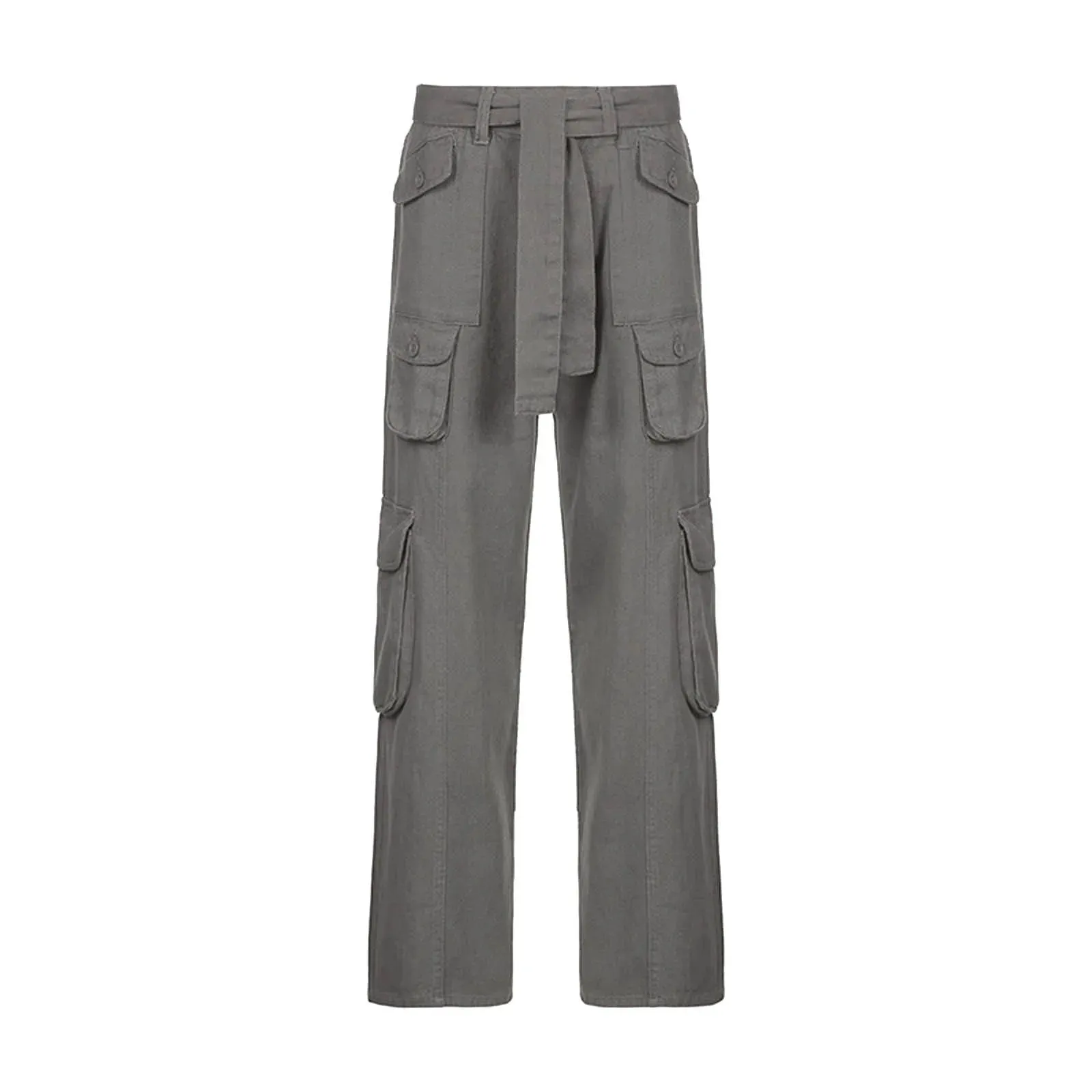 Straight Oversized Cargo Pants - Mid-Waist Wide-Leg Casual Style
