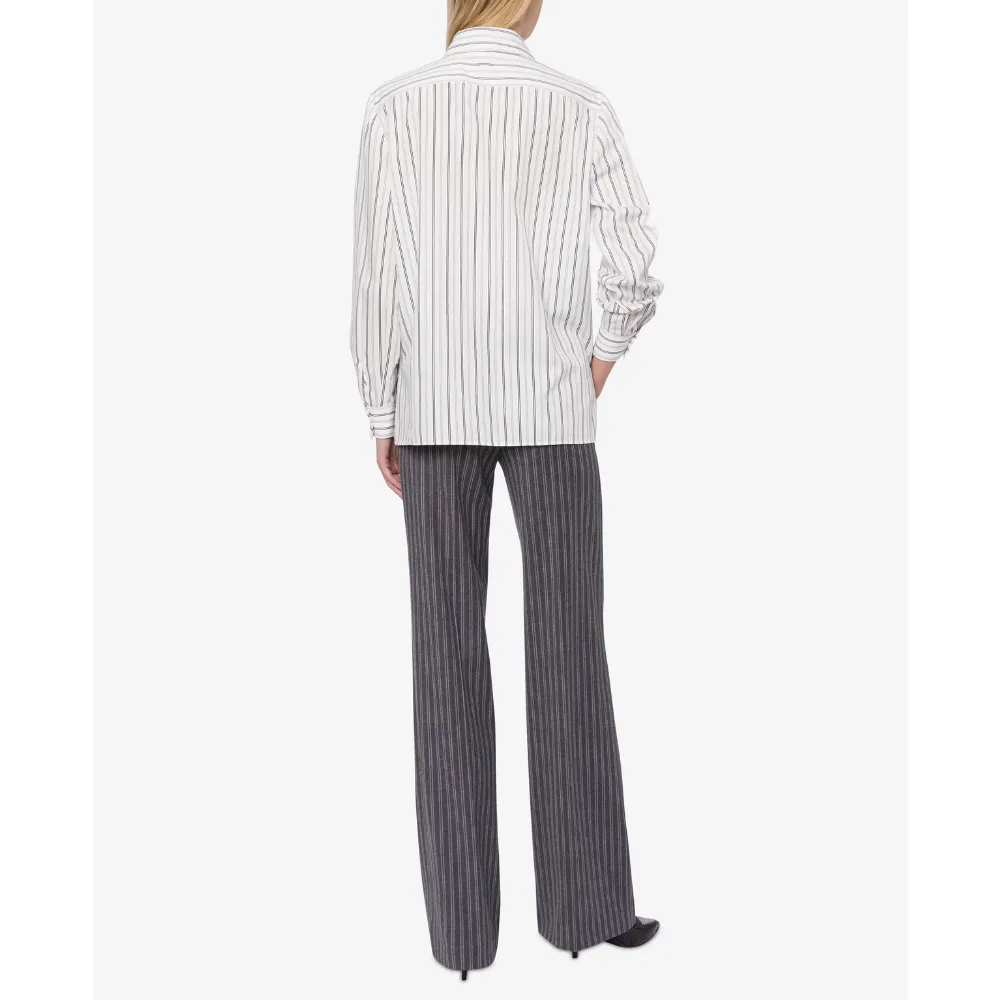 Striped Drill Shirt with Waistcoat in Multi White