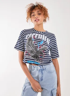 Striped Printed Graphic Tee