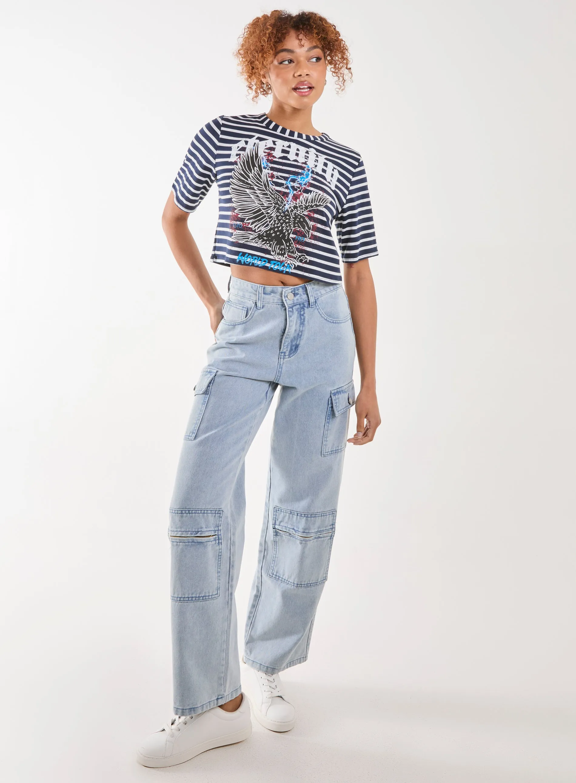 Striped Printed Graphic Tee