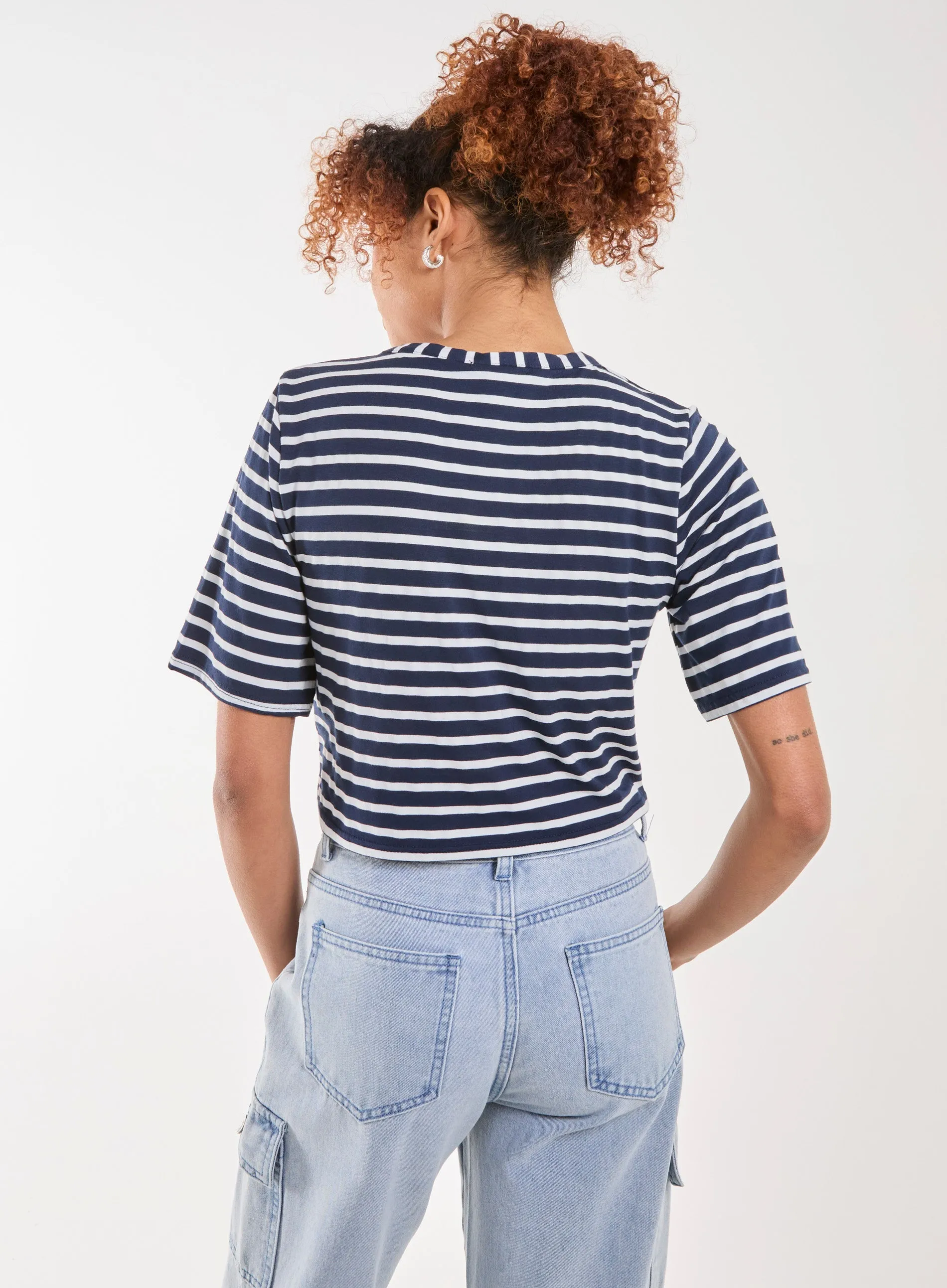 Striped Printed Graphic Tee