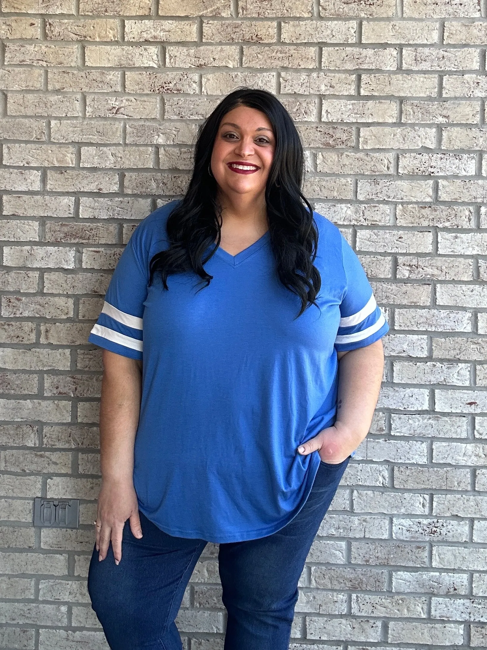 Striped V-Neck Tee Shirt