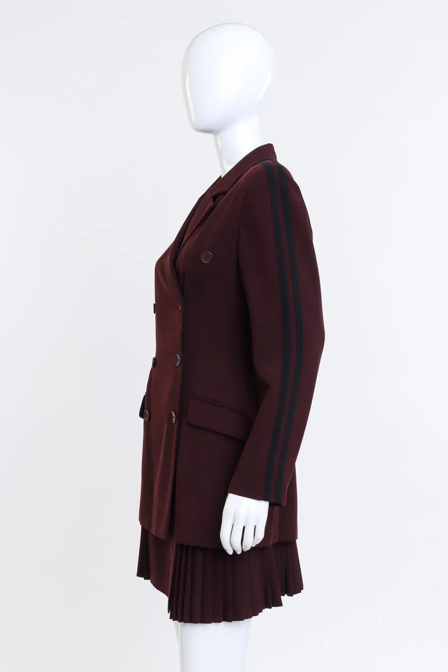 Stripes & Pleats Wool Skirt Set