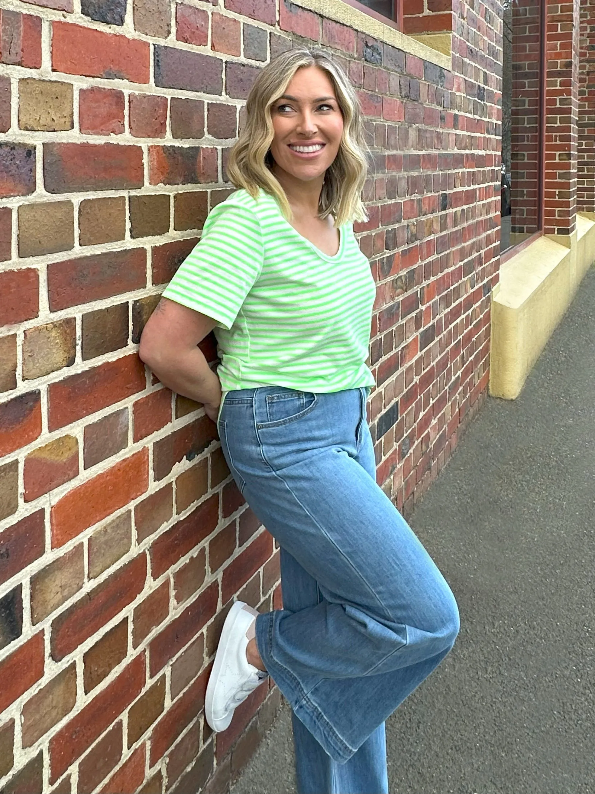Sunny Tee - Green/White