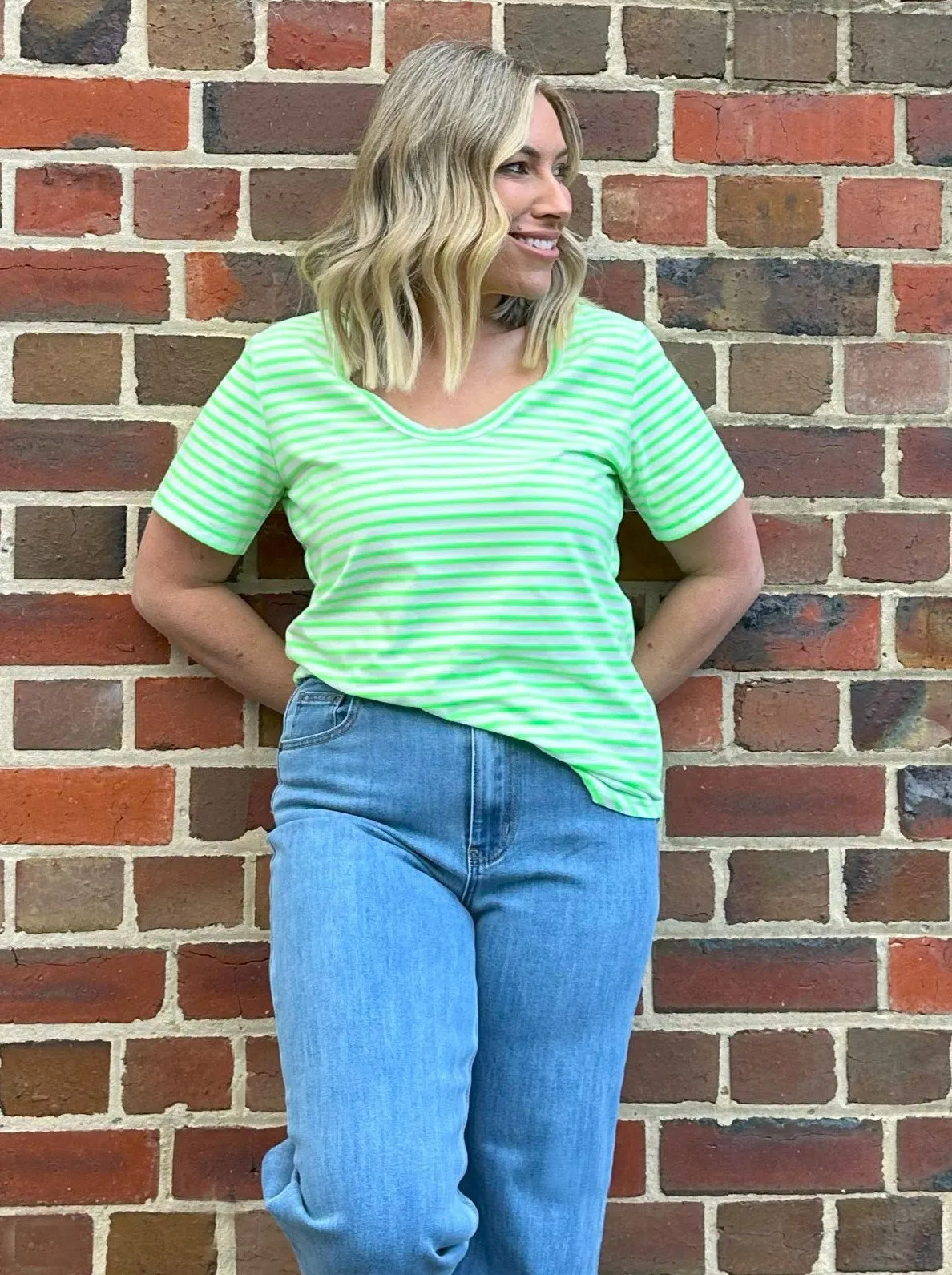 Sunny Tee - Green/White