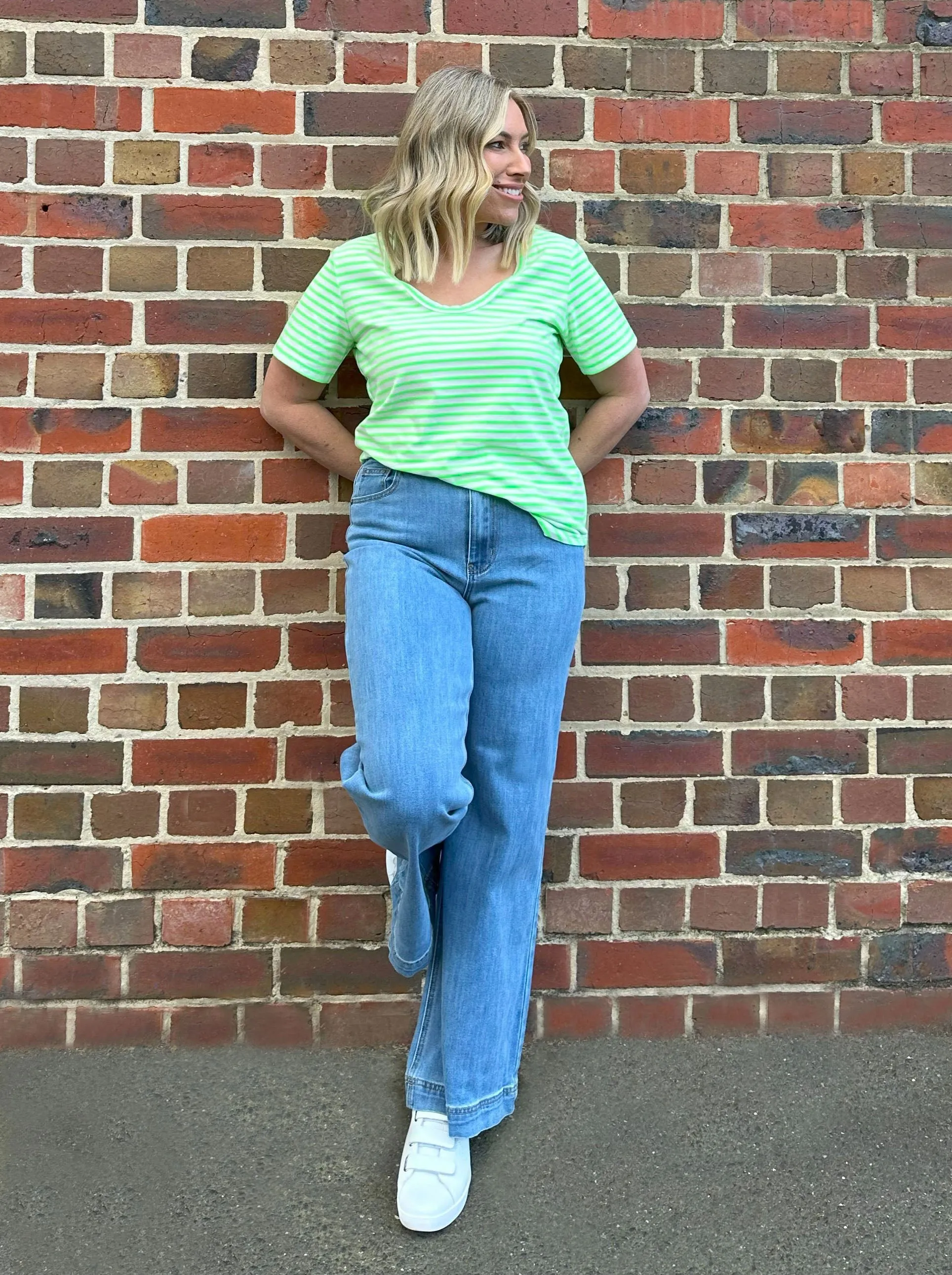 Sunny Tee - Green/White