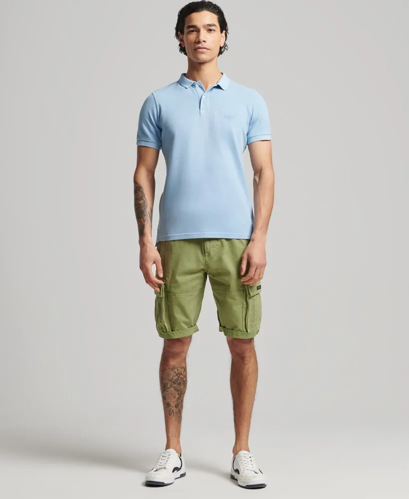 Superdry Vintage Destroy Polo Shirt Washed Light Blue