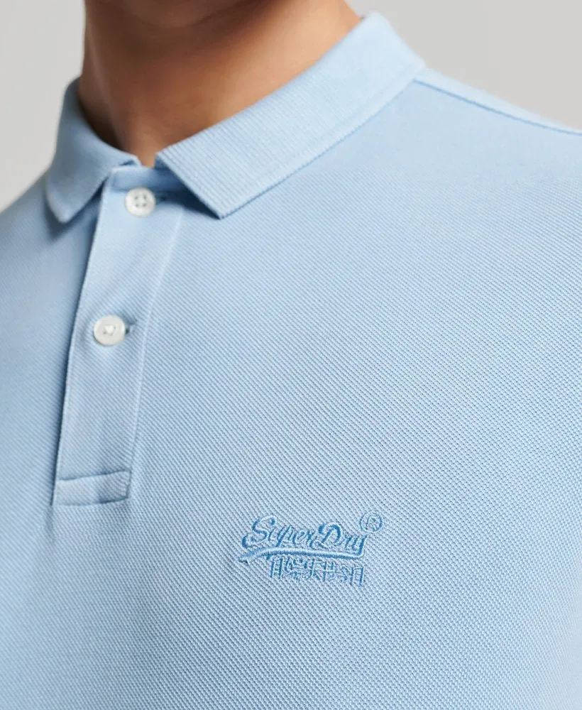 Superdry Vintage Destroy Polo Shirt Washed Light Blue
