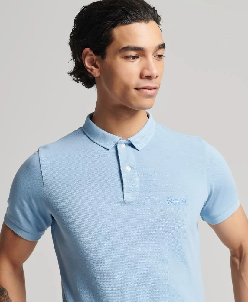 Superdry Vintage Destroy Polo Shirt Washed Light Blue