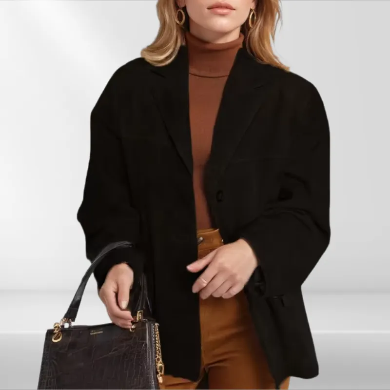 Suzanne | Soft Suede Oversized Blazer – Lightweight Mid-Season Office Jacket