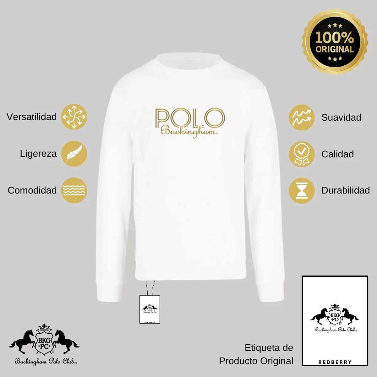 Sweater Suéter Mujer Buckingham Polo Club Logo PB