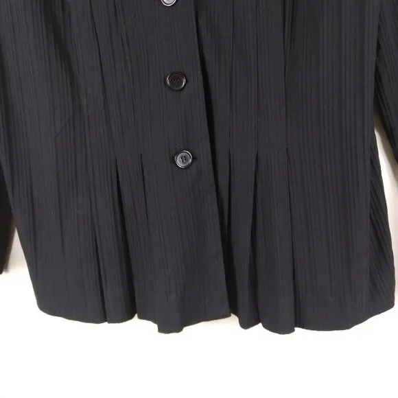 T Milano Black  Micro Pleated Triple Lapel Button Up Blazer Sz 14