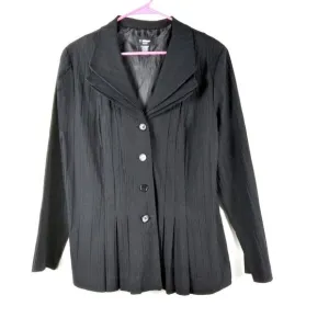T Milano Black  Micro Pleated Triple Lapel Button Up Blazer Sz 14