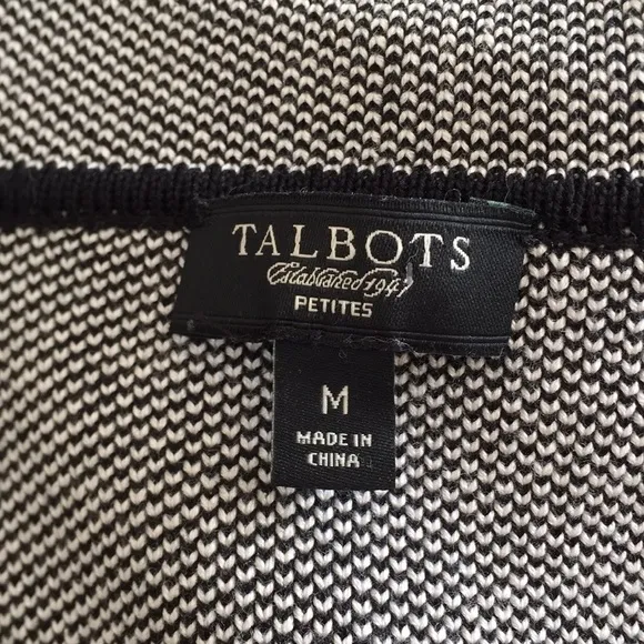 Talbots silk cotton double faced black white woven blazer